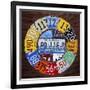 Clock Square-Design Turnpike-Framed Giclee Print