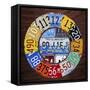 Clock Square-Design Turnpike-Framed Stretched Canvas