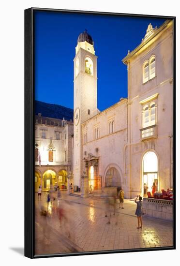 Clock Tower and Restaurants at Dusk-Frank Fell-Framed Photographic Print