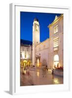 Clock Tower and Restaurants at Dusk-Frank Fell-Framed Photographic Print