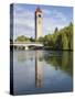 Clock Tower by the Spokane River, Riverfront Park, Spokane, Washington, Usa-Jamie & Judy Wild-Stretched Canvas