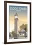 Clock Tower, Clapham - Dave Thompson Contemporary Travel Print-Dave Thompson-Framed Giclee Print