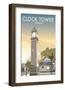 Clock Tower, Clapham - Dave Thompson Contemporary Travel Print-Dave Thompson-Framed Giclee Print