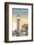 Clock Tower, Clapham - Dave Thompson Contemporary Travel Print-Dave Thompson-Framed Giclee Print