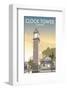 Clock Tower, Clapham - Dave Thompson Contemporary Travel Print-Dave Thompson-Framed Giclee Print