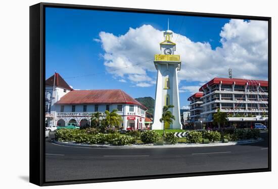 Clock Tower in Downtown Apia, Upolu, Samoa, South Pacific, Pacific-Michael Runkel-Framed Stretched Canvas