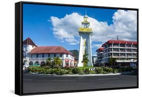 Clock Tower in Downtown Apia, Upolu, Samoa, South Pacific, Pacific-Michael Runkel-Framed Stretched Canvas