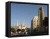 Clock Tower in Place d'Etoile (Nejmeh Square), New Mosque Behind, Downtown, Beirut, Lebanon-Christian Kober-Framed Stretched Canvas