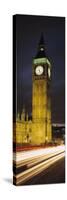Clock Tower Lit Up at Night, Big Ben, Houses of Parliament, Palace of Westminster, London, England-null-Stretched Canvas