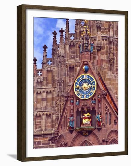 Clock Tower of Church of Our Lady, Nuremberg, Germany-Miva Stock-Framed Premium Photographic Print