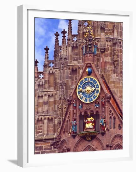 Clock Tower of Church of Our Lady, Nuremberg, Germany-Miva Stock-Framed Premium Photographic Print