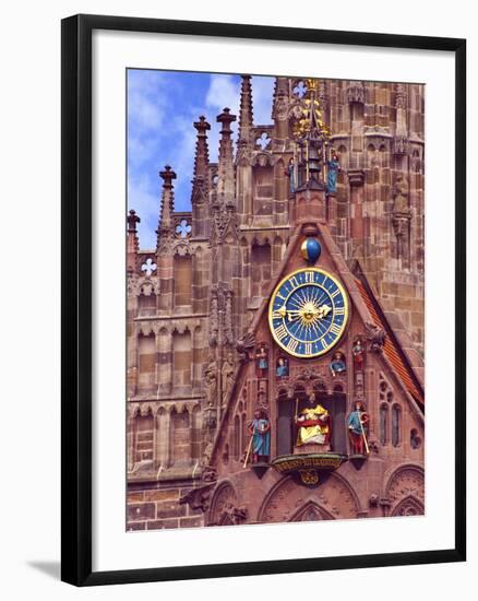 Clock Tower of Church of Our Lady, Nuremberg, Germany-Miva Stock-Framed Premium Photographic Print