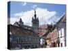 Clock Tower, on Old Town Citadel, from Piata Hermann Oberth, Sighisoara, Transylvania, Romania-Richard Ashworth-Stretched Canvas
