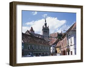 Clock Tower, on Old Town Citadel, from Piata Hermann Oberth, Sighisoara, Transylvania, Romania-Richard Ashworth-Framed Photographic Print