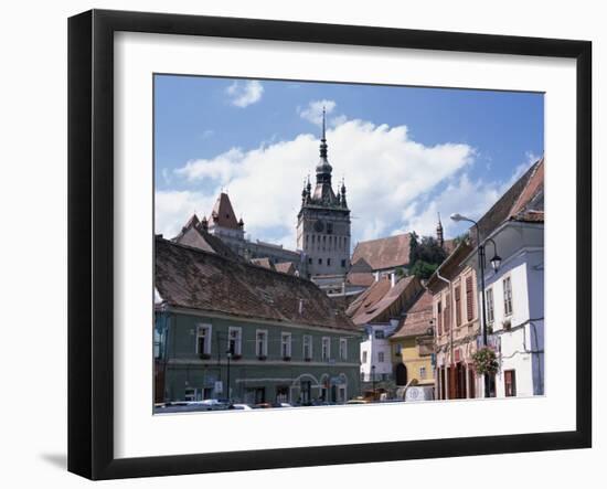 Clock Tower, on Old Town Citadel, from Piata Hermann Oberth, Sighisoara, Transylvania, Romania-Richard Ashworth-Framed Photographic Print