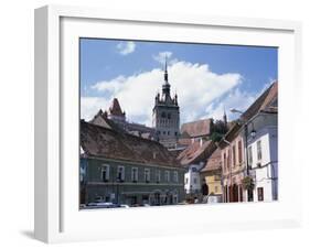 Clock Tower, on Old Town Citadel, from Piata Hermann Oberth, Sighisoara, Transylvania, Romania-Richard Ashworth-Framed Photographic Print