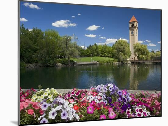 Clock Tower, Spokane River, Riverfront Park, Spokane, Washington, USA-Charles Gurche-Mounted Premium Photographic Print