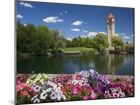 Clock Tower, Spokane River, Riverfront Park, Spokane, Washington, USA-Charles Gurche-Mounted Premium Photographic Print