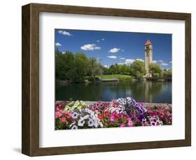 Clock Tower, Spokane River, Riverfront Park, Spokane, Washington, USA-Charles Gurche-Framed Photographic Print