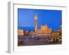 Clock Tower with a Palace in a City, Torre Del Mangia, Palazzo Pubblico, Piazza Del Campo, Siena...-null-Framed Premium Photographic Print