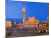 Clock Tower with a Palace in a City, Torre Del Mangia, Palazzo Pubblico, Piazza Del Campo, Siena...-null-Mounted Photographic Print