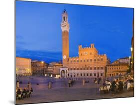 Clock Tower with a Palace in a City, Torre Del Mangia, Palazzo Pubblico, Piazza Del Campo, Siena...-null-Mounted Photographic Print
