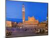 Clock Tower with a Palace in a City, Torre Del Mangia, Palazzo Pubblico, Piazza Del Campo, Siena...-null-Mounted Photographic Print