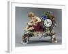 Clock with Case Decorated in Relief with Flowers and Figure, Porcelain-null-Framed Giclee Print