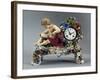 Clock with Case Decorated in Relief with Flowers and Figure, Porcelain-null-Framed Giclee Print