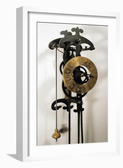 Clock with Pendulum Designed-Galileo Galilei-Framed Giclee Print