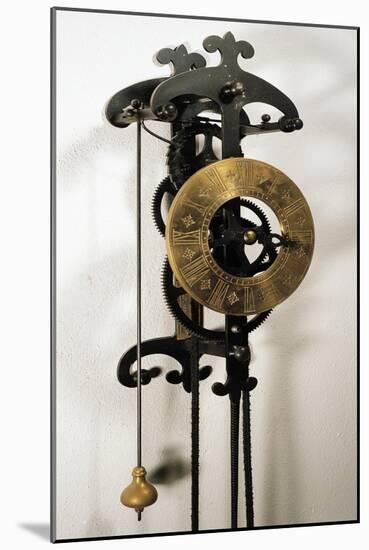 Clock with Pendulum Designed-Galileo Galilei-Mounted Giclee Print