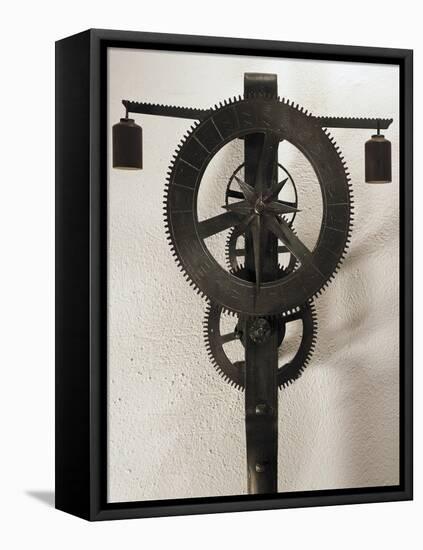 Clock with Weights Designed-Filippo Brunelleschi-Framed Stretched Canvas