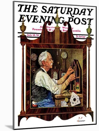 "Clockmaker," Saturday Evening Post Cover, July 18, 1931-J.F. Kernan-Mounted Giclee Print