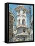 Clocktower and Bamboo Scaffolding, 2013-Peter Brown-Framed Stretched Canvas