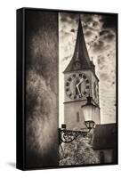 Clocktowwer of, St Peter Church, Zurich, Switzerland-George Oze-Framed Stretched Canvas
