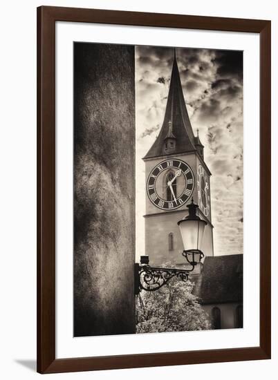 Clocktowwer of, St Peter Church, Zurich, Switzerland-George Oze-Framed Photographic Print