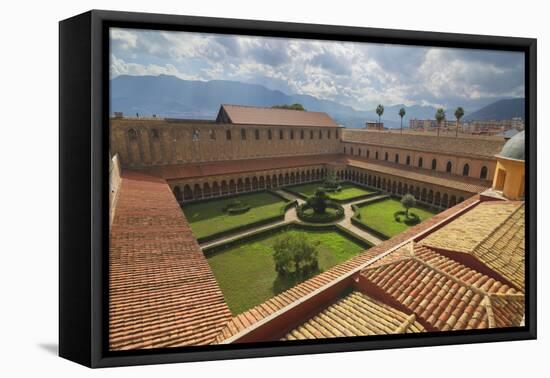 Cloister, Cathedral of Monreale, Monreale, Palermo, Sicily, Italy, Europe-Marco Simoni-Framed Stretched Canvas