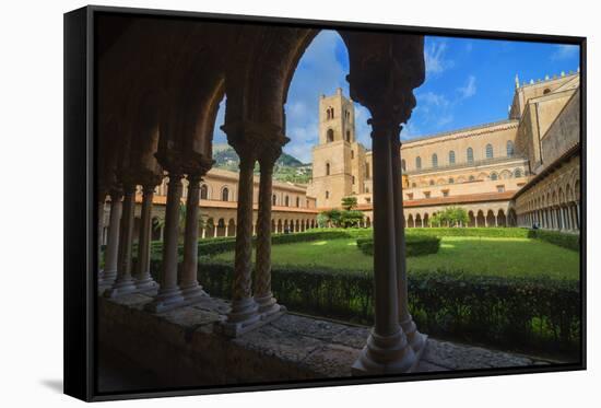 Cloister, Cathedral of Monreale, Monreale, Palermo, Sicily, Italy, Europe-Marco Simoni-Framed Stretched Canvas