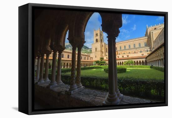 Cloister, Cathedral of Monreale, Monreale, Palermo, Sicily, Italy, Europe-Marco Simoni-Framed Stretched Canvas