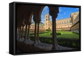 Cloister, Cathedral of Monreale, Monreale, Palermo, Sicily, Italy, Europe-Marco Simoni-Framed Stretched Canvas