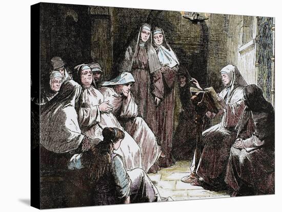 Cloistered Nuns, Gospel Reading, 19th Century-Prisma Archivo-Stretched Canvas