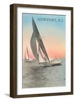 Close-Hauled Sailboat, Newport, Rhode Island-null-Framed Art Print