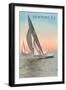 Close-Hauled Sailboat, Newport, Rhode Island-null-Framed Premium Giclee Print