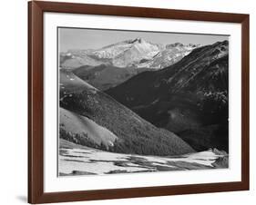 Close In View Dark Shadowed Hills In Fgnd Mts In Bkgd "Long's Peak Rocky Mt NP" Colorado 1933-1942-Ansel Adams-Framed Art Print