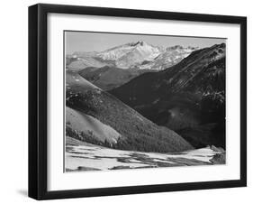 Close In View Dark Shadowed Hills In Fgnd Mts In Bkgd "Long's Peak Rocky Mt NP" Colorado 1933-1942-Ansel Adams-Framed Art Print