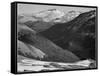 Close In View Dark Shadowed Hills In Fgnd Mts In Bkgd "Long's Peak Rocky Mt NP" Colorado 1933-1942-Ansel Adams-Framed Stretched Canvas