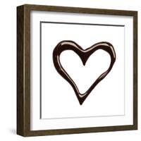 Close Up Chocolate Syrup Heart On White Background-donatas1205-Framed Art Print