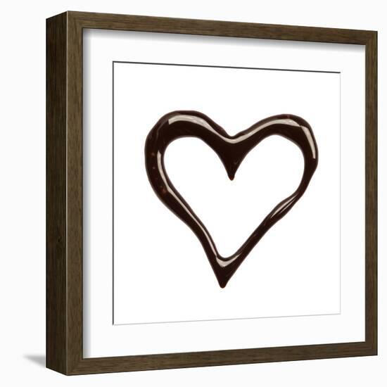 Close Up Chocolate Syrup Heart On White Background-donatas1205-Framed Art Print