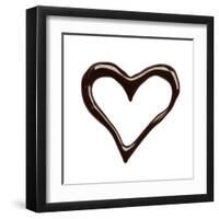 Close Up Chocolate Syrup Heart On White Background-donatas1205-Framed Art Print