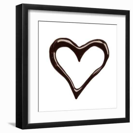 Close Up Chocolate Syrup Heart On White Background-donatas1205-Framed Art Print